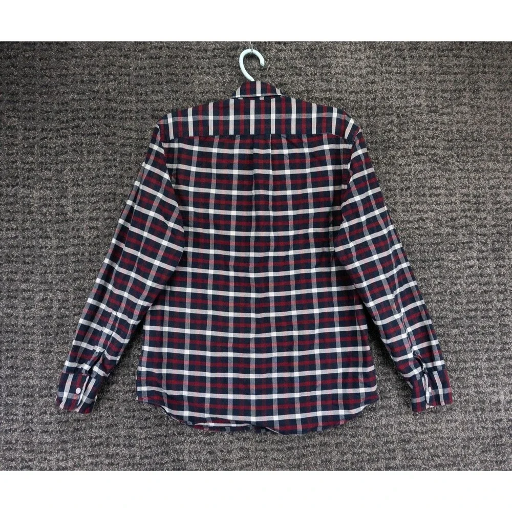 J Crew Shirt Mens Medium Red White Blue Plaid Flex Oxford Long Sleeve Preppy